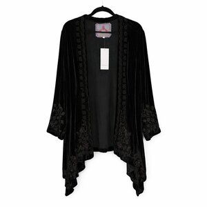 NWT Johnny Was Tinasha Velvet Draped Cardigan Kimono Black 3X
